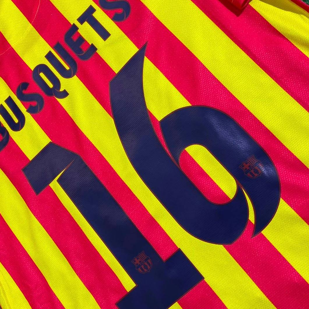 Sergio Busquets 16 - Barcelona 2013/2014 Yellow Red Retro Jersey Trikot