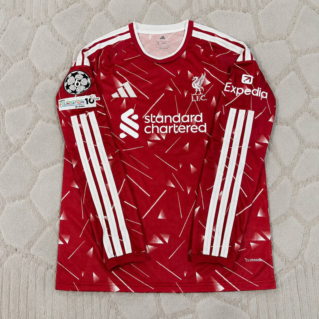 Hugo Ekitike Liverpool 2027 New Season Champions League Patch Long Sleeve Home Football Jersey Kit