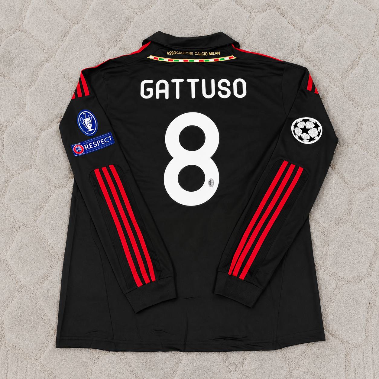 Gennaro Gattuso AC Milan 2011/12 Red & Black Retro Football Jersey Kit