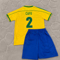 Cafu #2 Brazil 2002 World Cup Retro Kids Soccer Kit Jersey Kinder Trikot Maillot Enfant Soccer Shirt