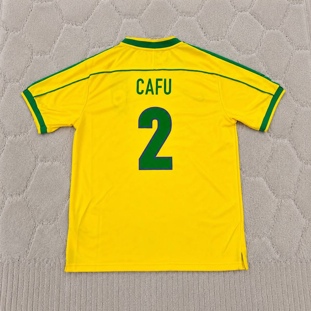 Cafu #2 Brazil 2002 World Cup Winning Captain Retro Home Jersey
