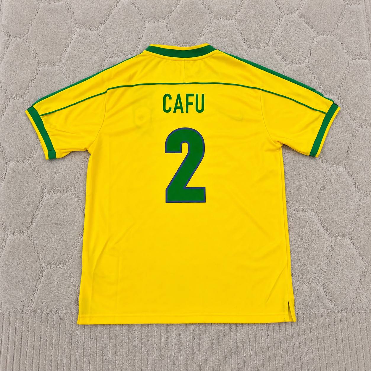Cafu #2 Brazil 2002 World Cup Winning Captain Retro Home Jersey