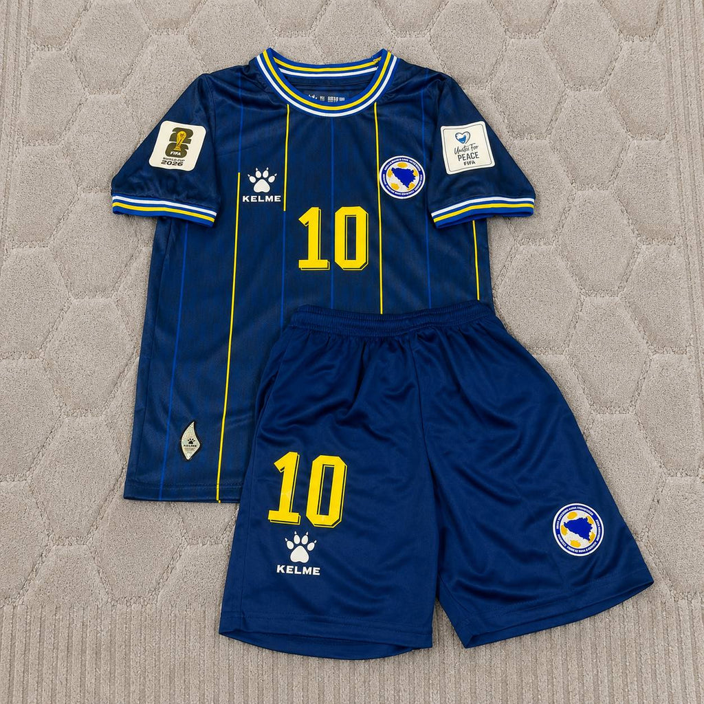 Ermedin Demirovic Bosnia and Herzegovina 2026 World Cup Kids Blue Football Jersey