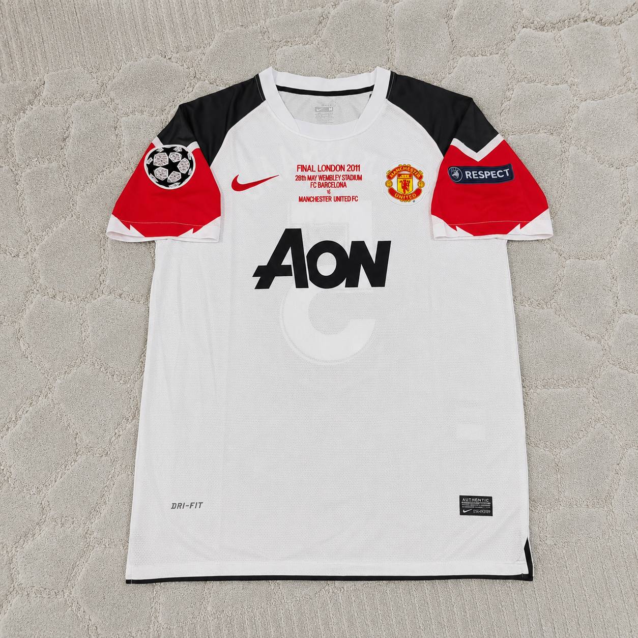 Rio Ferdinand #5 Manchester United 2011 Champions League Final White Football Jersey