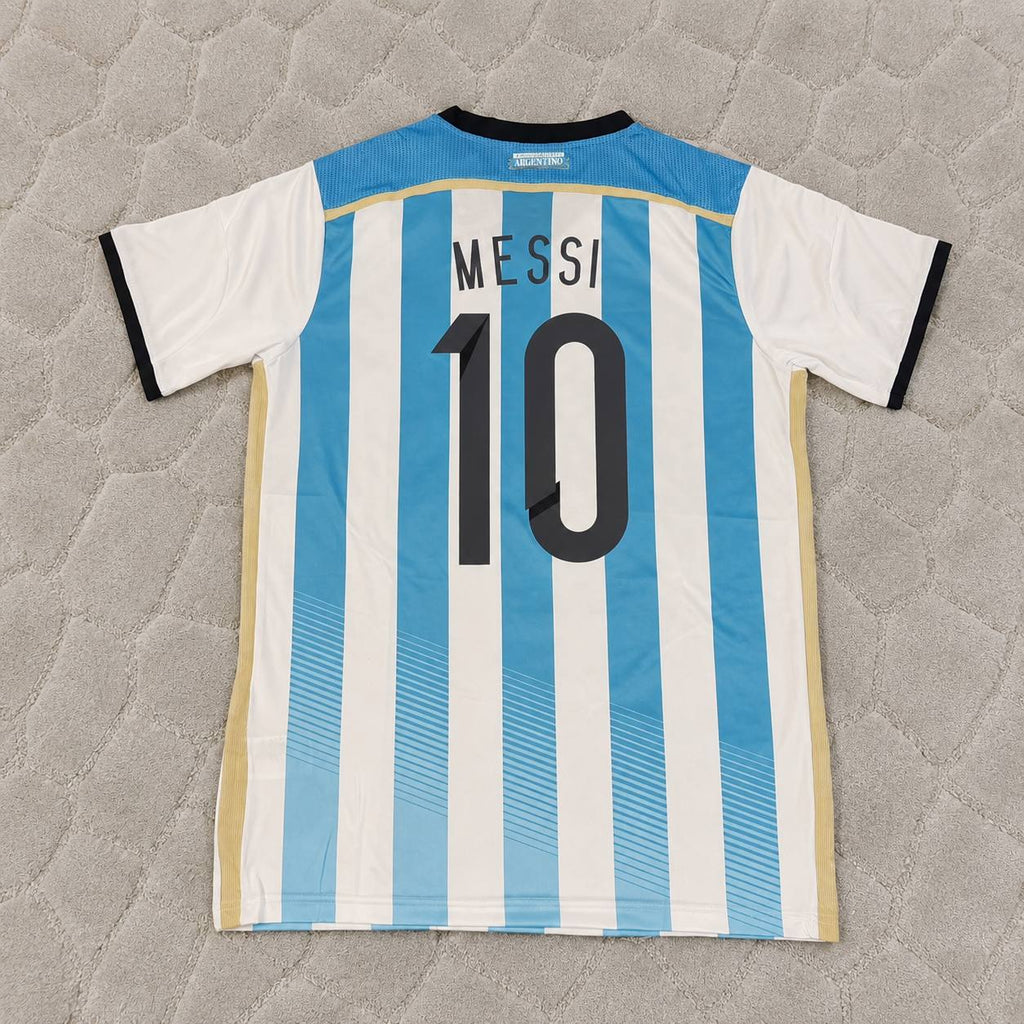 Lionel Messi Argentina 2014 World Cup Home Retro Jersey Trikot Soccer Shirt