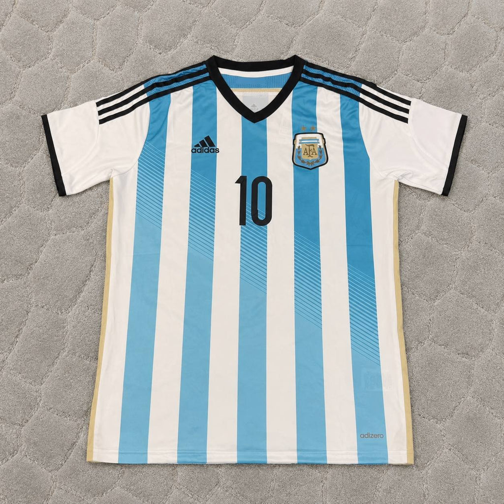Lionel Messi Argentina 2014 World Cup Home Retro Jersey Trikot Soccer Shirt