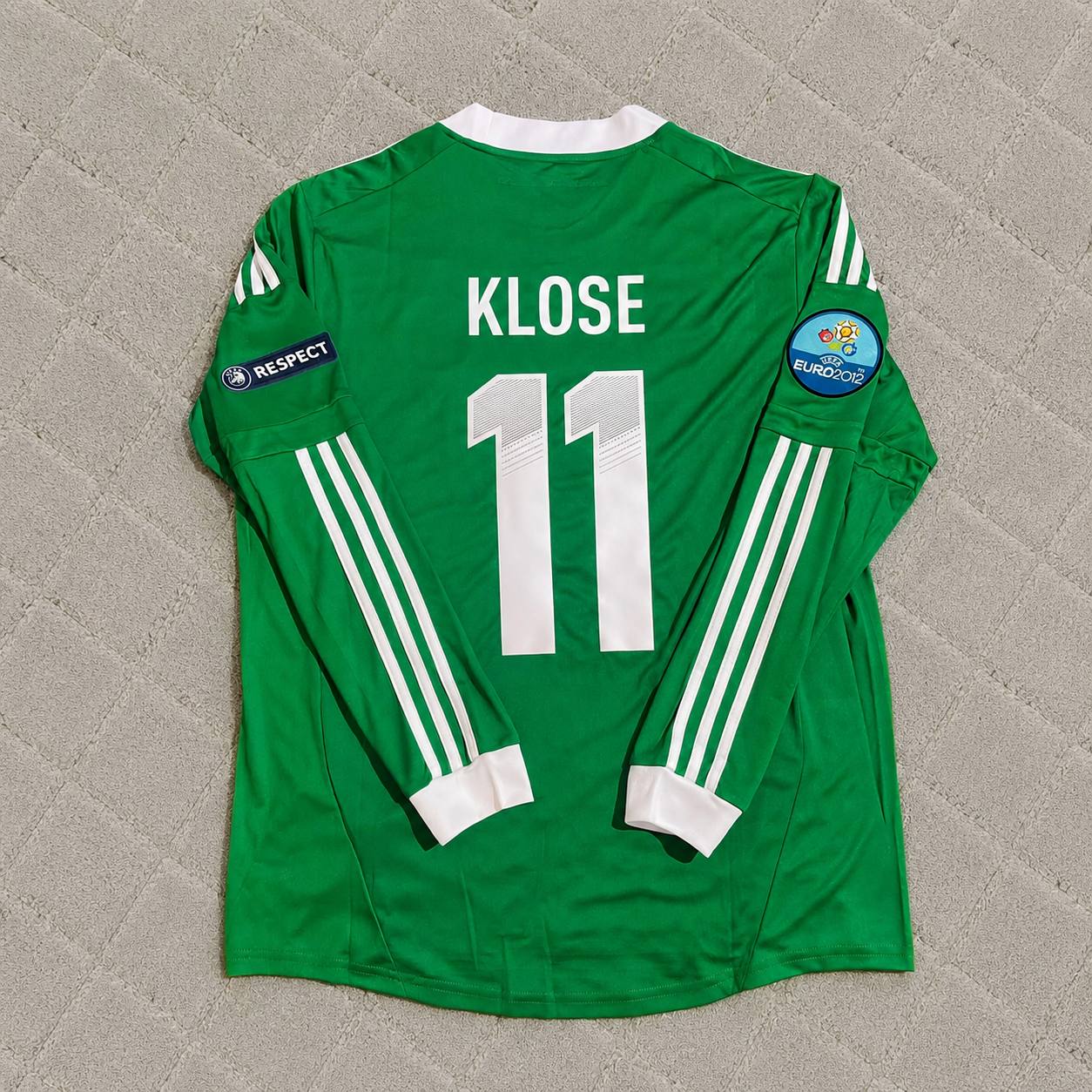 Miroslav Klose Germany EURO 2012 Long Sleeve Green Retro Football Jersey
