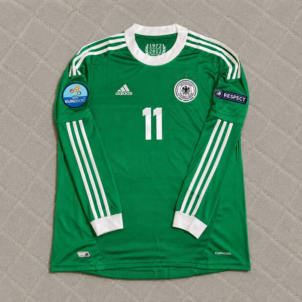 Miroslav Klose Germany EURO 2012 Long Sleeve Green Retro Football Jersey