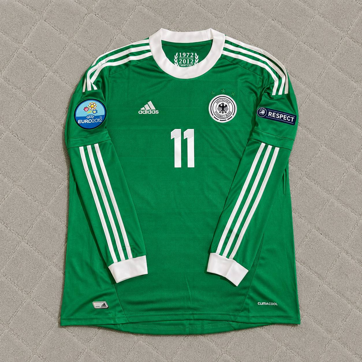 Miroslav Klose Germany EURO 2012 Long Sleeve Green Retro Football Jersey