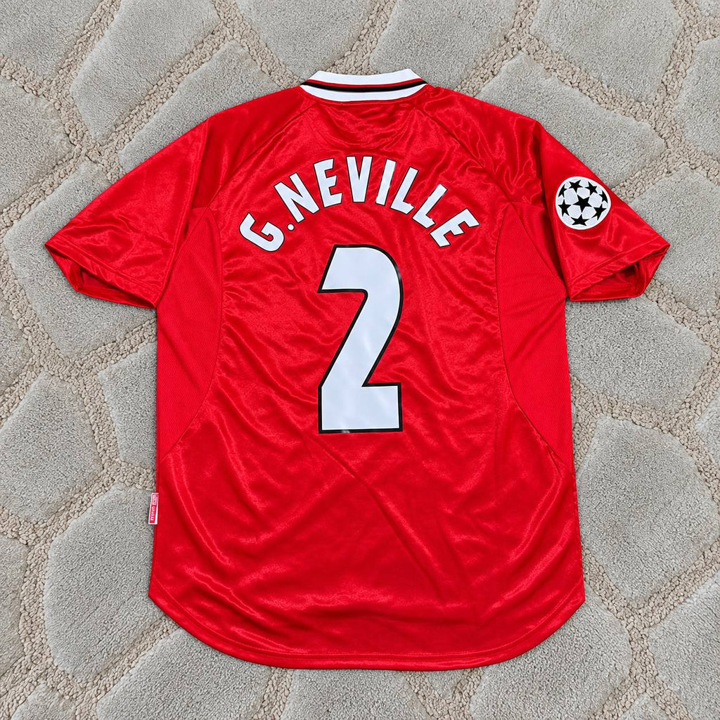 Gary Neville Manchester United 1999 Champions League Final Retro  Soccer Football Jersey