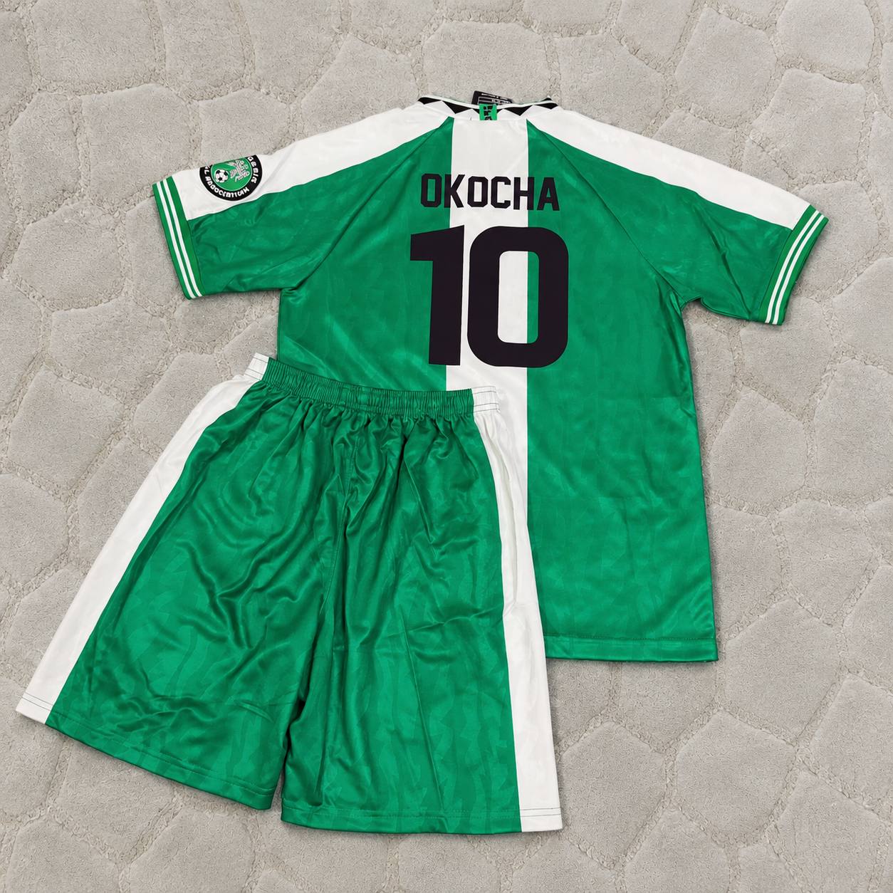 Jay-Jay Okocha 10 - Nigeria 1994 1996 Kids Retro Kit Jersey Maillot Trikot Soccer Shirt