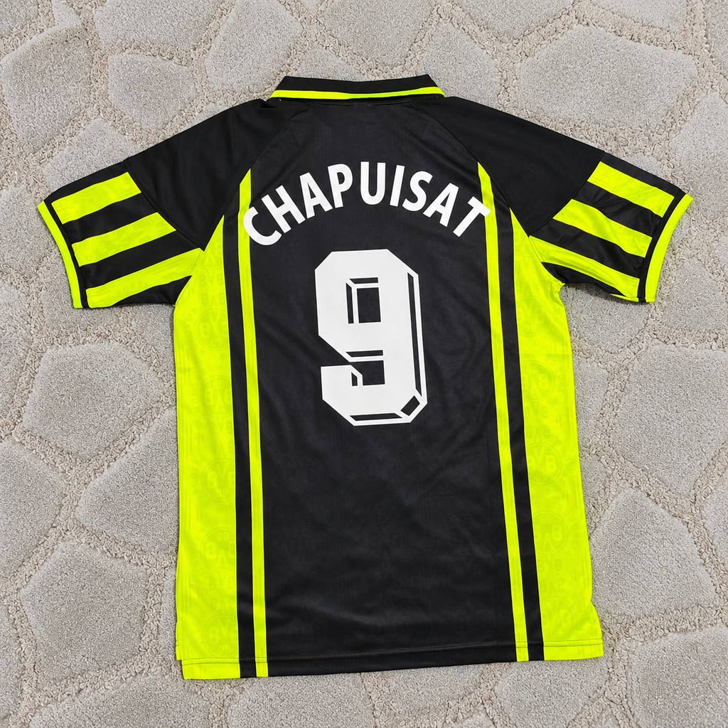 Stephane Chapuisat Dortmund 1996/1997 Season Away Black Yellow Retro Football Jersey Trikot