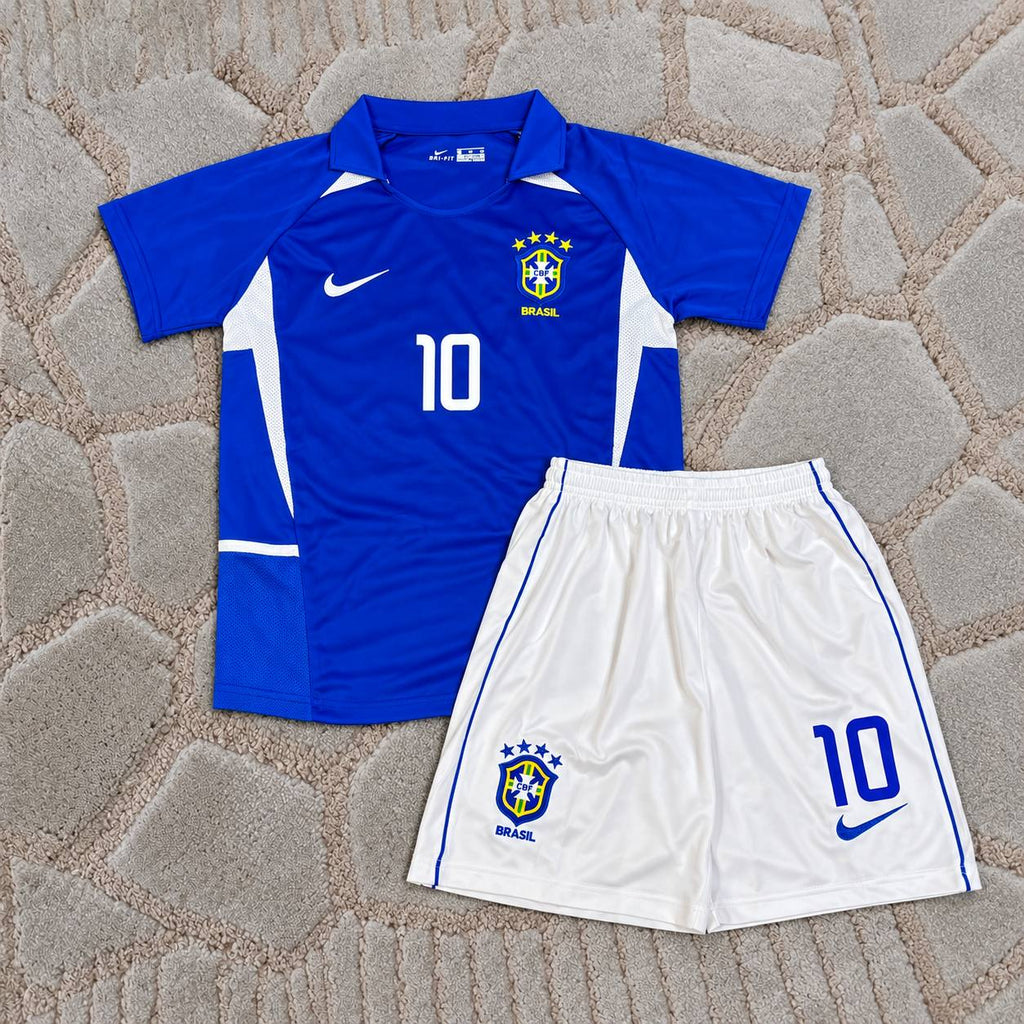 Rivaldo Brazil 2002 Away Kids Football Jersey Soccer Trikot Maillot Magliaa
