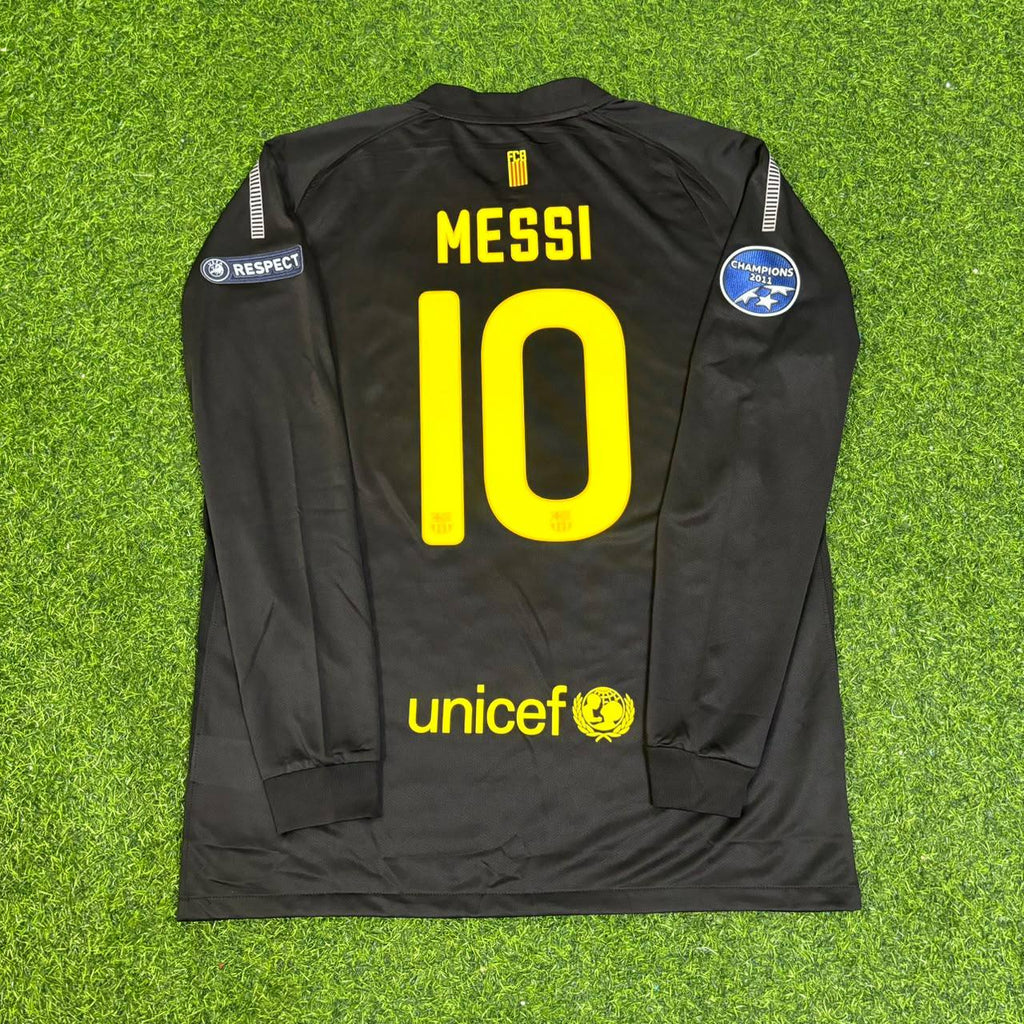 Lionel Messi Barcelona 2011/2012 Season Away Black Long Sleeve  Retro Football Jersey Soccer Trikot Maillot Magliaa