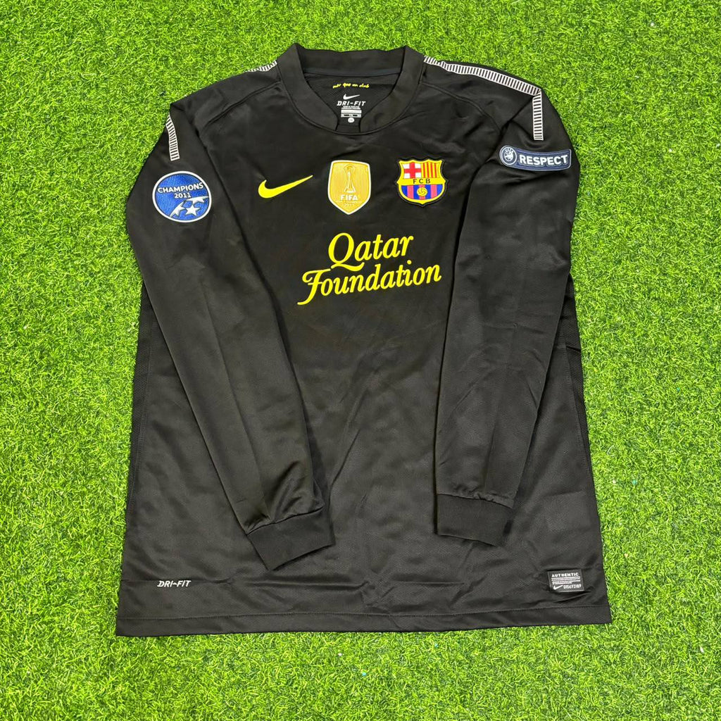 Lionel Messi Barcelona 2011/2012 Season Away Black Long Sleeve  Retro Football Jersey Soccer Trikot Maillot Magliaa