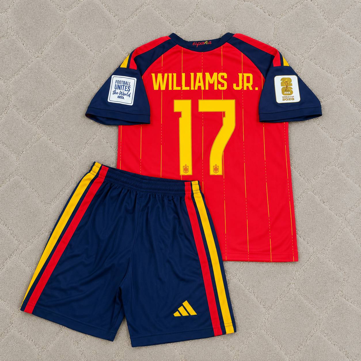 Nico Williams Jr. #17 Spain 2026 World Cup Kids Football Jersey