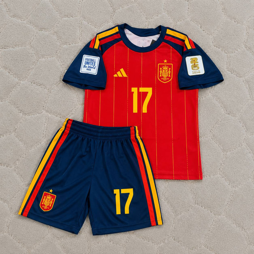 Nico Williams Jr. #17 Spain 2026 World Cup Kids Football Jersey