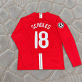 Paul Scholes Manchester United 2008 Champions Leage Final Retro Long Sleeve Football Jersey Kit Trikot Maillot
