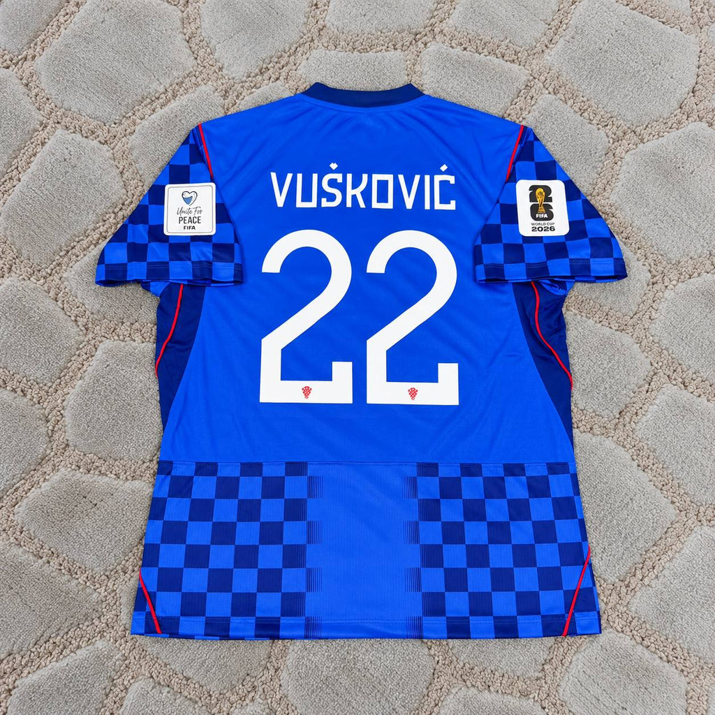 Luka Vuskovic Croatia 2026 World Cup Away Blue Football Jersey Trikot Maillot