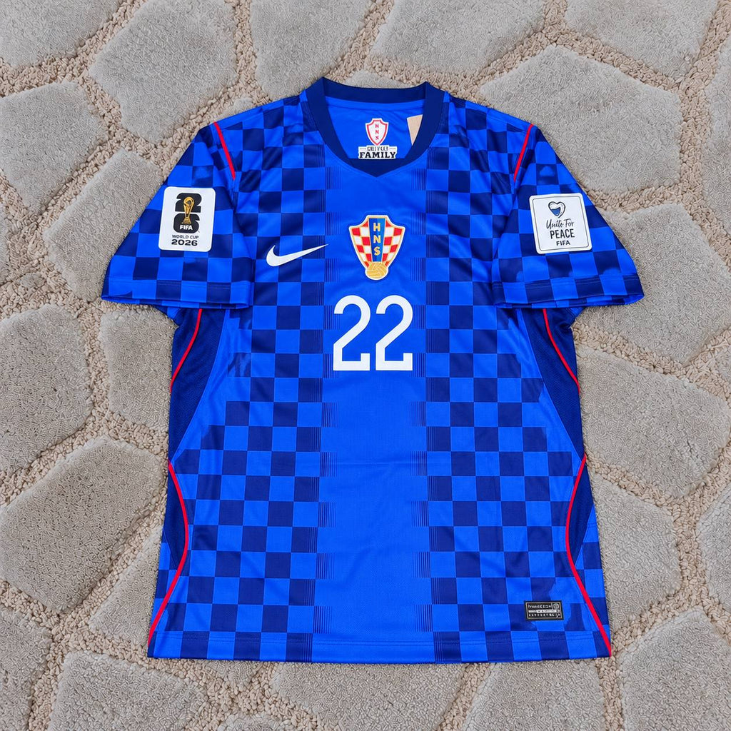 Luka Vuskovic Croatia 2026 World Cup Away Blue Football Jersey Trikot Maillot