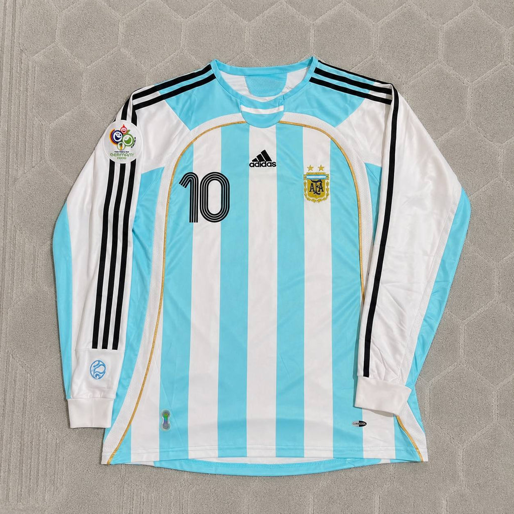 Juan Román Riquelme #10 Argentina 2006 World Cup Retro Long Sleeve Football Jersey