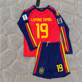 Lamine Yamal Spain 2026 World Cup Kids Home Long Sleeve Football Jersey Soccer Trikot Maillot Magliaa