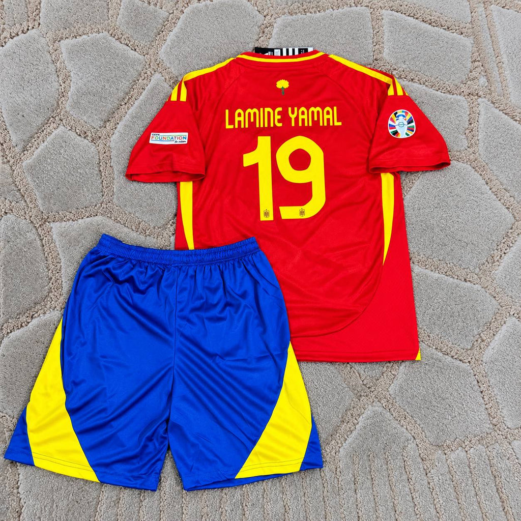 Lamine Yamal Spain EURO 2024 Final Kids Football Jersey Kit Soccer Shirt Trikot Maillot Magliaa