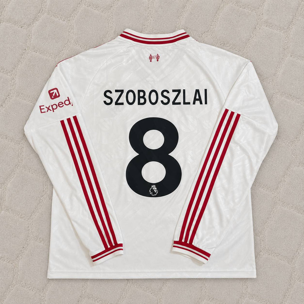 Dominik Szoboszlai Liverpool 2027 New Season Long Sleeve Away White Football Jersey Kit