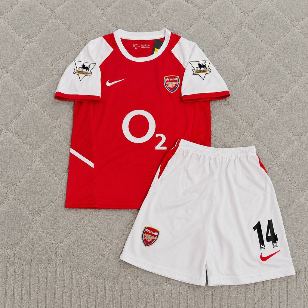 Thierry Henry 14 Arsenal 2002/03 EPL Patch Home Kids Retro Football Jersey Kit