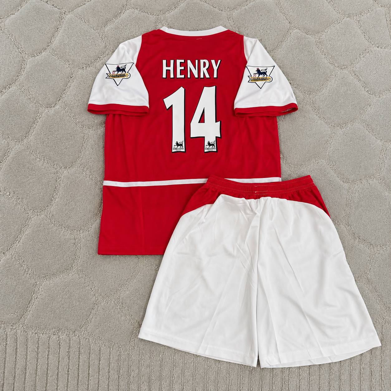 Thierry Henry 14 Arsenal 2002/03 EPL Patch Home Kids Retro Football Jersey Kit