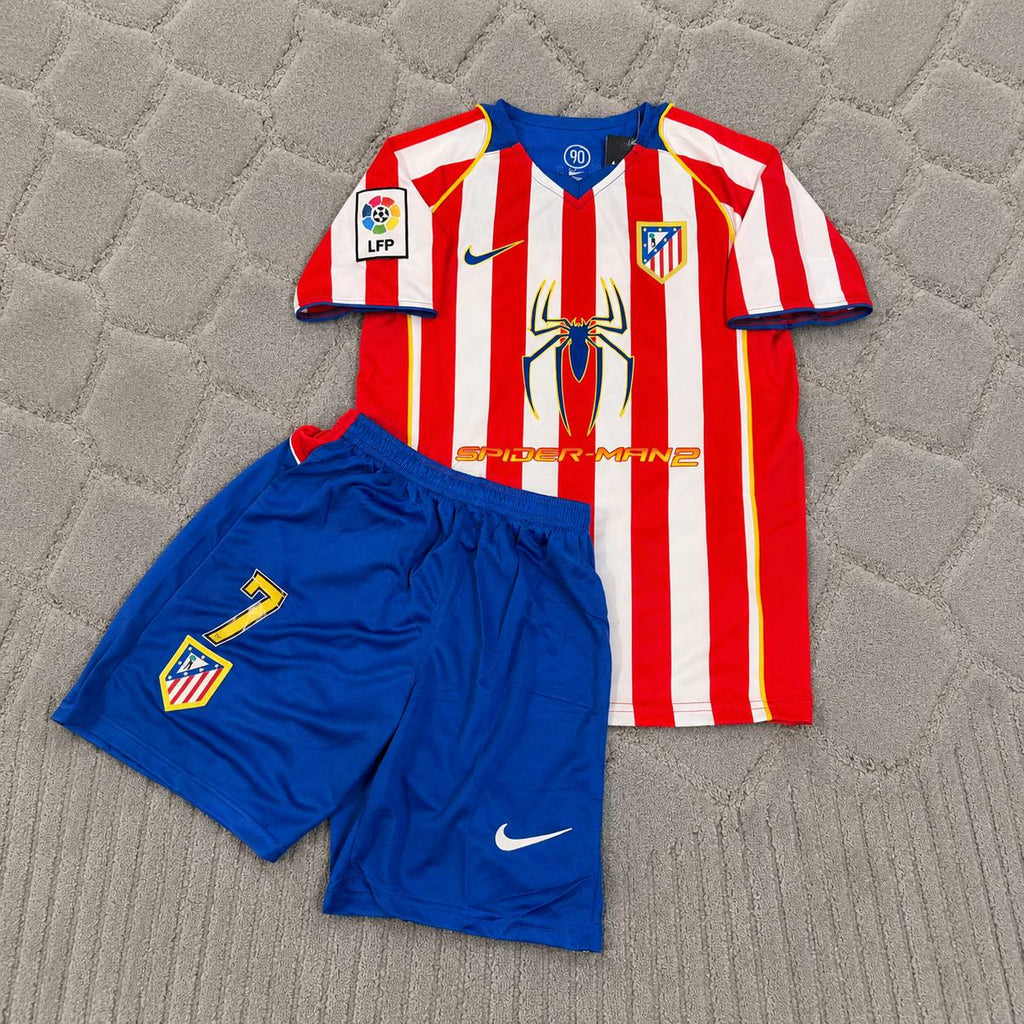 Antoine Griezmann #7 Atlético Madrid Spider-Man Kids Retro Football Jersey