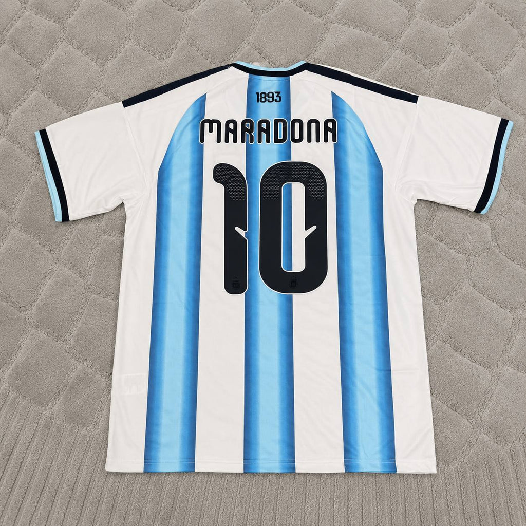 Diego Armando Maradona Argentina Retro Home White Football Jersey Trikot Maillot