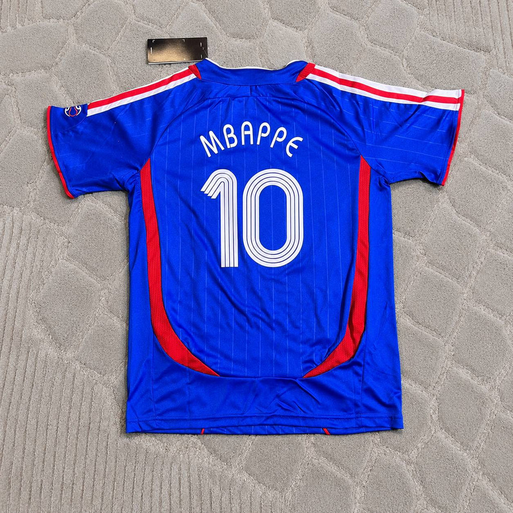 Kylian Mbappé #10 France World Cup  Blue Retro Football Jersey Kit
