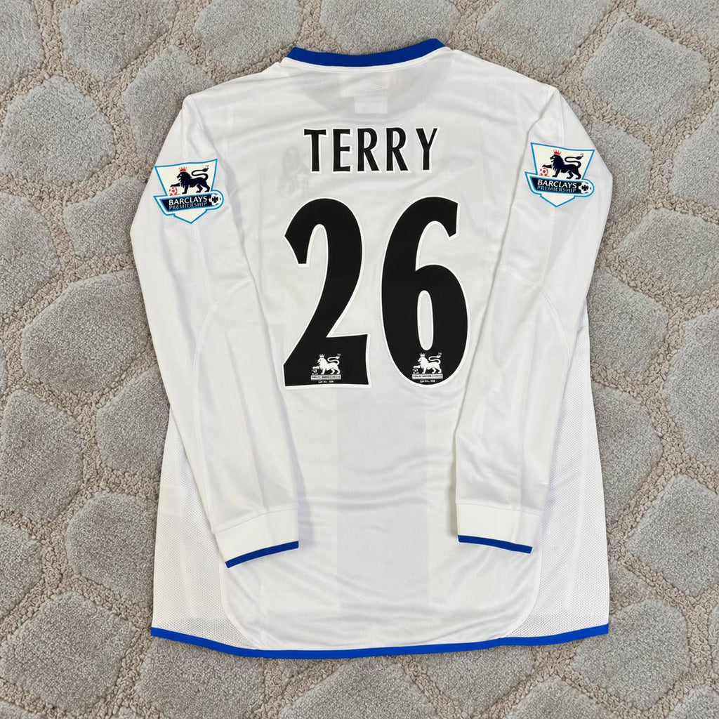 John Terry 26 Chelsea Away 2004 Retro White Long Sleeve Football Shirt Jersey Kit Trikot Maillot