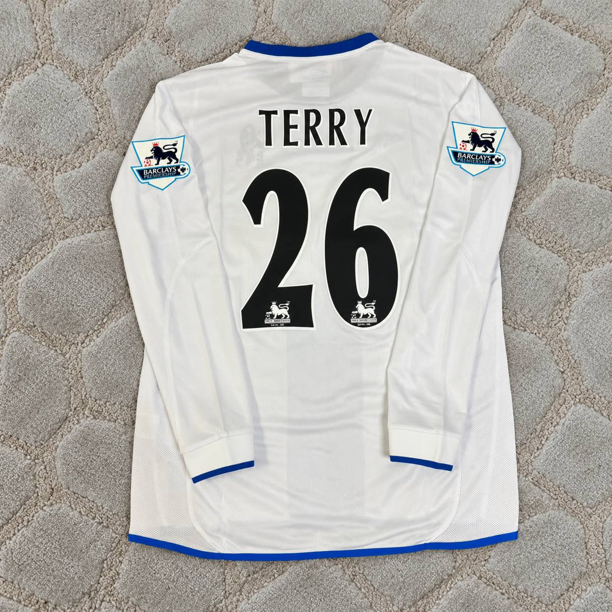 John Terry 26 Chelsea Away 2004 Retro White Long Sleeve Football Shirt Jersey Kit Trikot Maillot