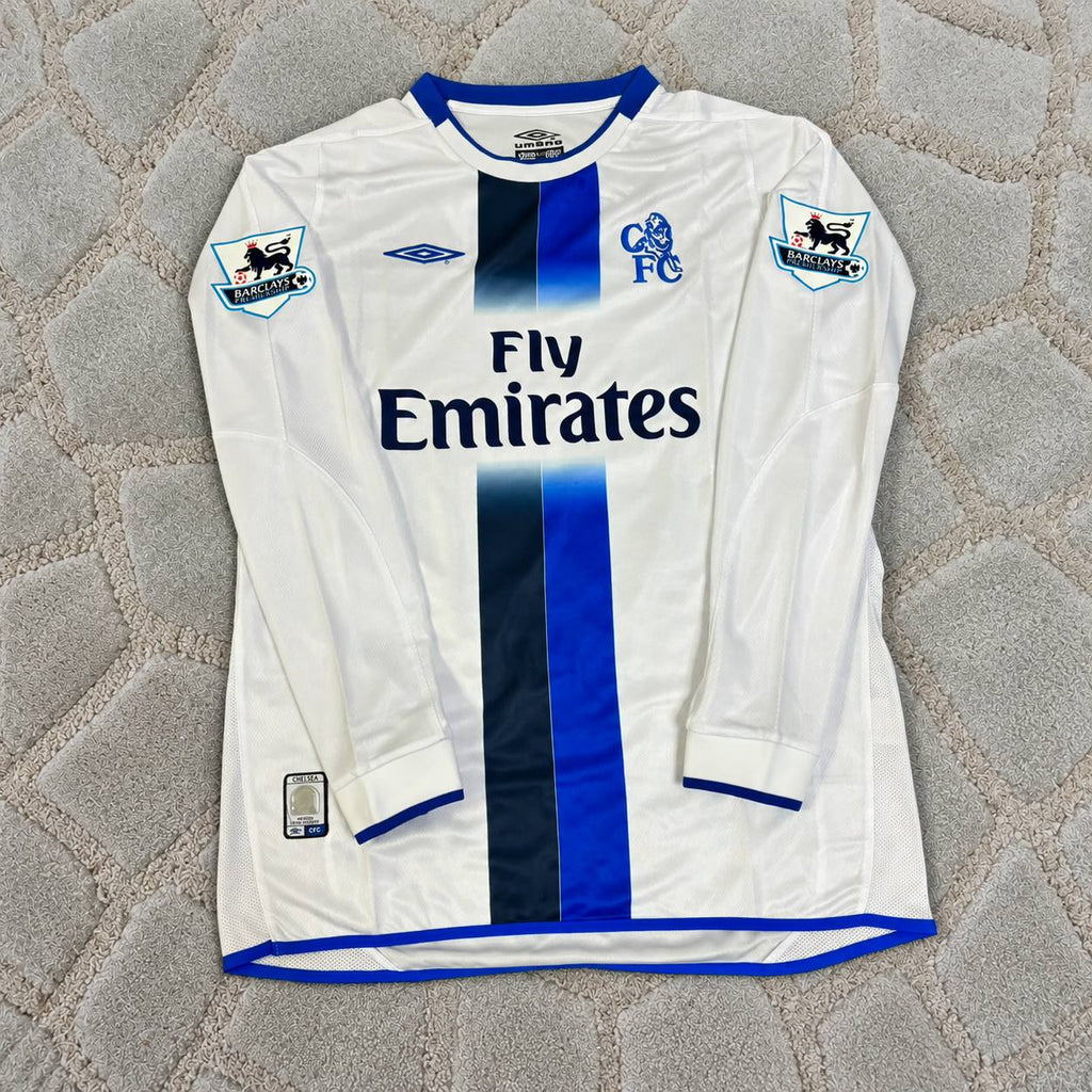 John Terry 26 Chelsea Away 2004 Retro White Long Sleeve Football Shirt Jersey Kit Trikot Maillot