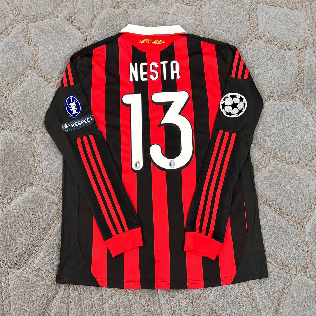 Alessandro Nesta Milan 2009 2011 Retro Long Sleeve Football Shirt Jersey Kit Trikot Maillot
