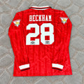 David Beckham Manchester United 1992-1993 Retro Long Sleeve Football Shirt Soccer Jersey Trikot Maillot