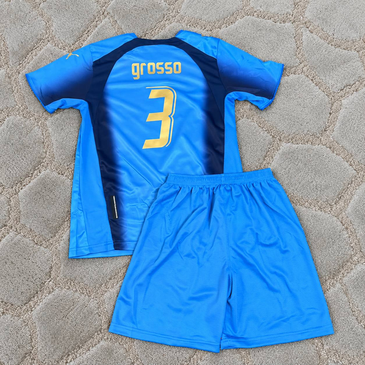 Fabio Grosso 3 Italy World Cup 2006 Kids Final Retro Football Shirt Jersey Kit Trikot Maillot