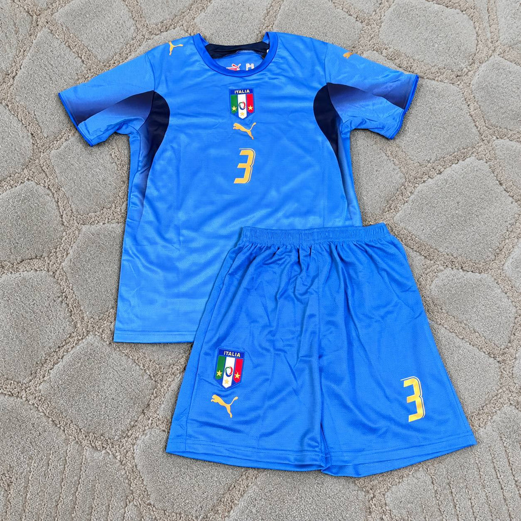 Fabio Grosso 3 Italy World Cup 2006 Kids Final Retro Football Shirt Jersey Kit Trikot Maillot