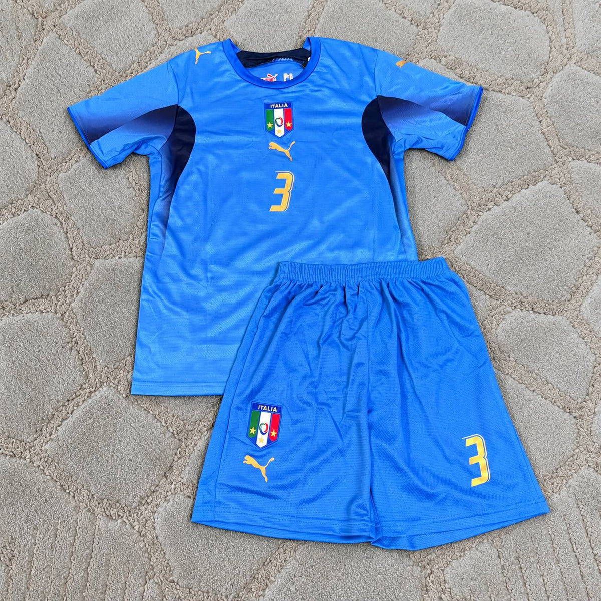 Fabio Grosso 3 Italy World Cup 2006 Kids Final Retro Football Shirt Jersey Kit Trikot Maillot