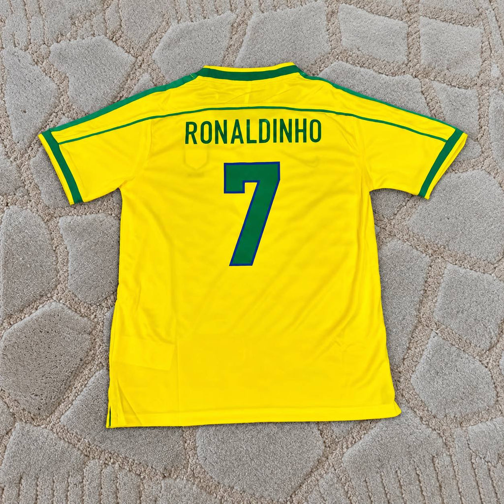 Ronaldinho #7 Brazil Retro  Soccer Football Jersey Kit Kinder Special Edition Trikot Maillot