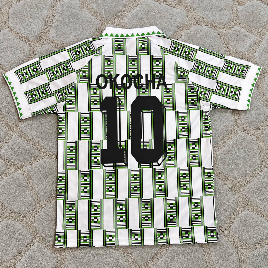 Jay-Jay Okocha Nigeria 1994 Season Away White Retro Football Jersey Kit Trikot Maillot