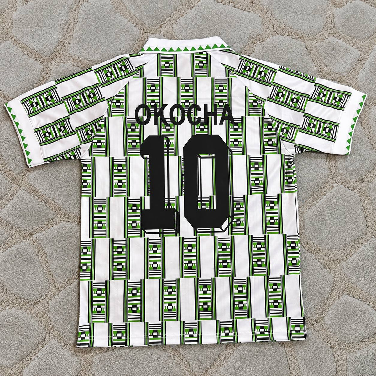 Jay-Jay Okocha Nigeria 1994 Season Away White Retro Football Jersey Kit Trikot Maillot