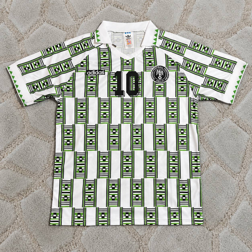 Jay-Jay Okocha Nigeria 1994 Season Away White Retro Football Jersey Kit Trikot Maillot