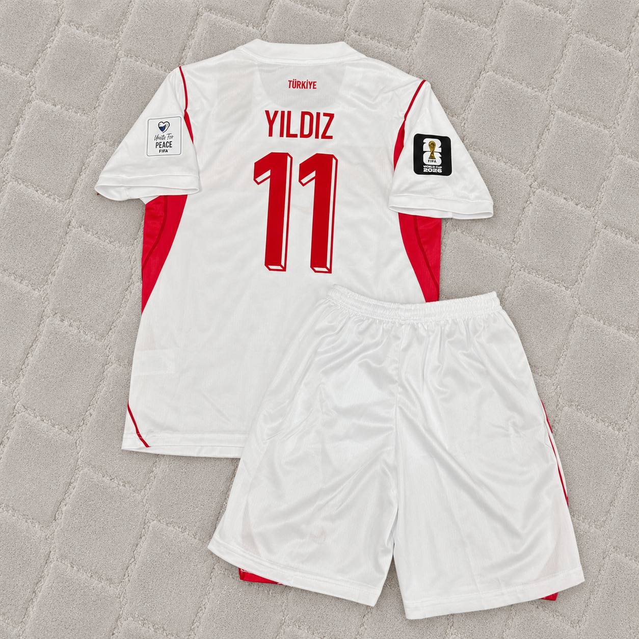 Kenan Yıldız #11 Turkey Türkiye 2026 World Cup Away White KIDS Football Jersey