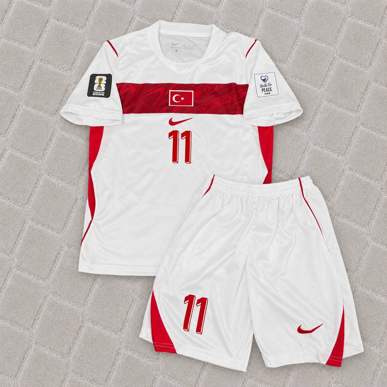 Kenan Yıldız #11 Turkey Türkiye 2026 World Cup Away White KIDS Football Jersey