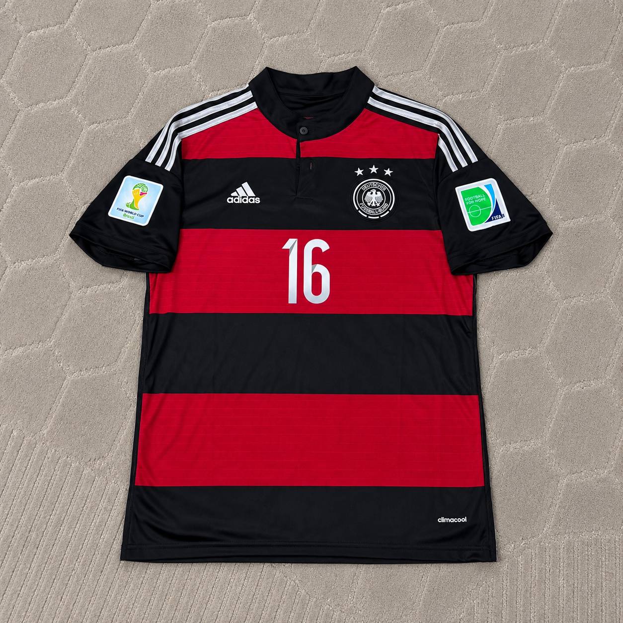 Philipp Lahm Germany Deutschland 2014 World Cup Brazil Black Red Retro Jersey Trikot Soccer Shirt