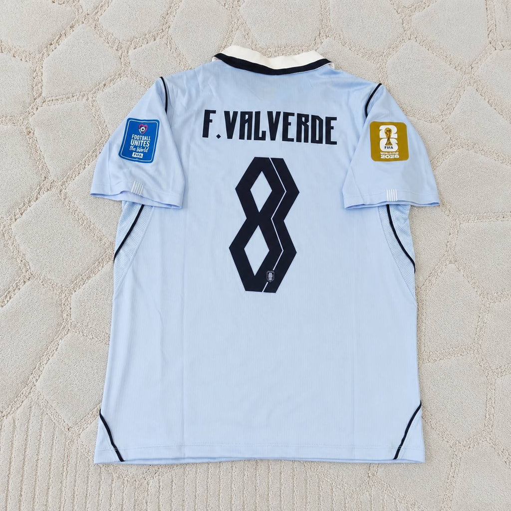 Federico Valverde #8 Uruguay 2026 World Cup Home Sky Blue Jersey