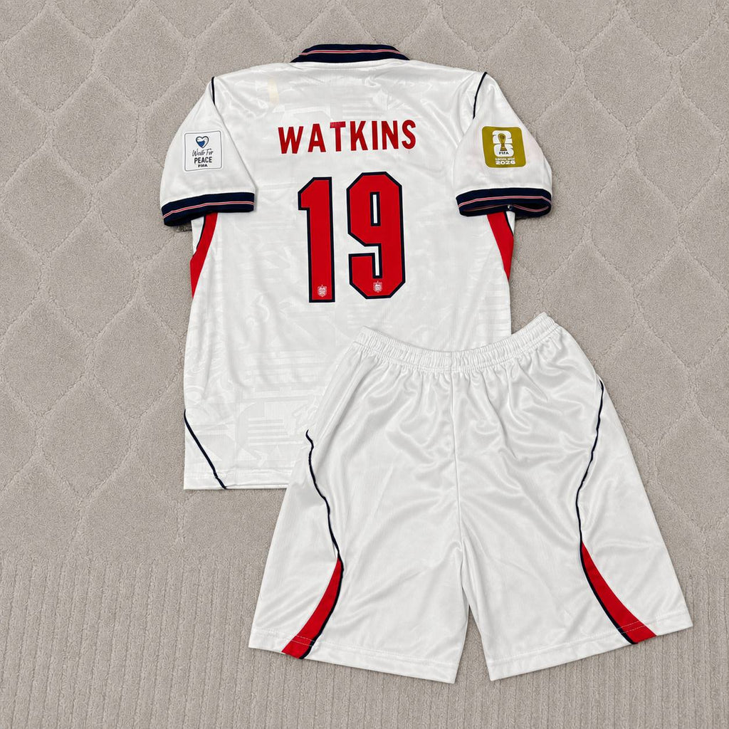 Ollie Watkins #19 England 2026 World Cup KIDS Home White Football Jersey